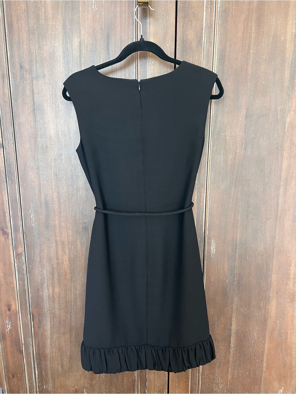 Talbots Black Sleeveless Belted Ruffle-Hem Mini Dress - Picture 4 of 4